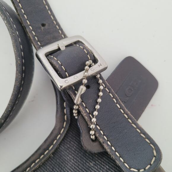 Coach Shoulder Bag, Canvas Denim Leather Black 8113 Rustic Flap Medium Saddle - Picture 11 of 11